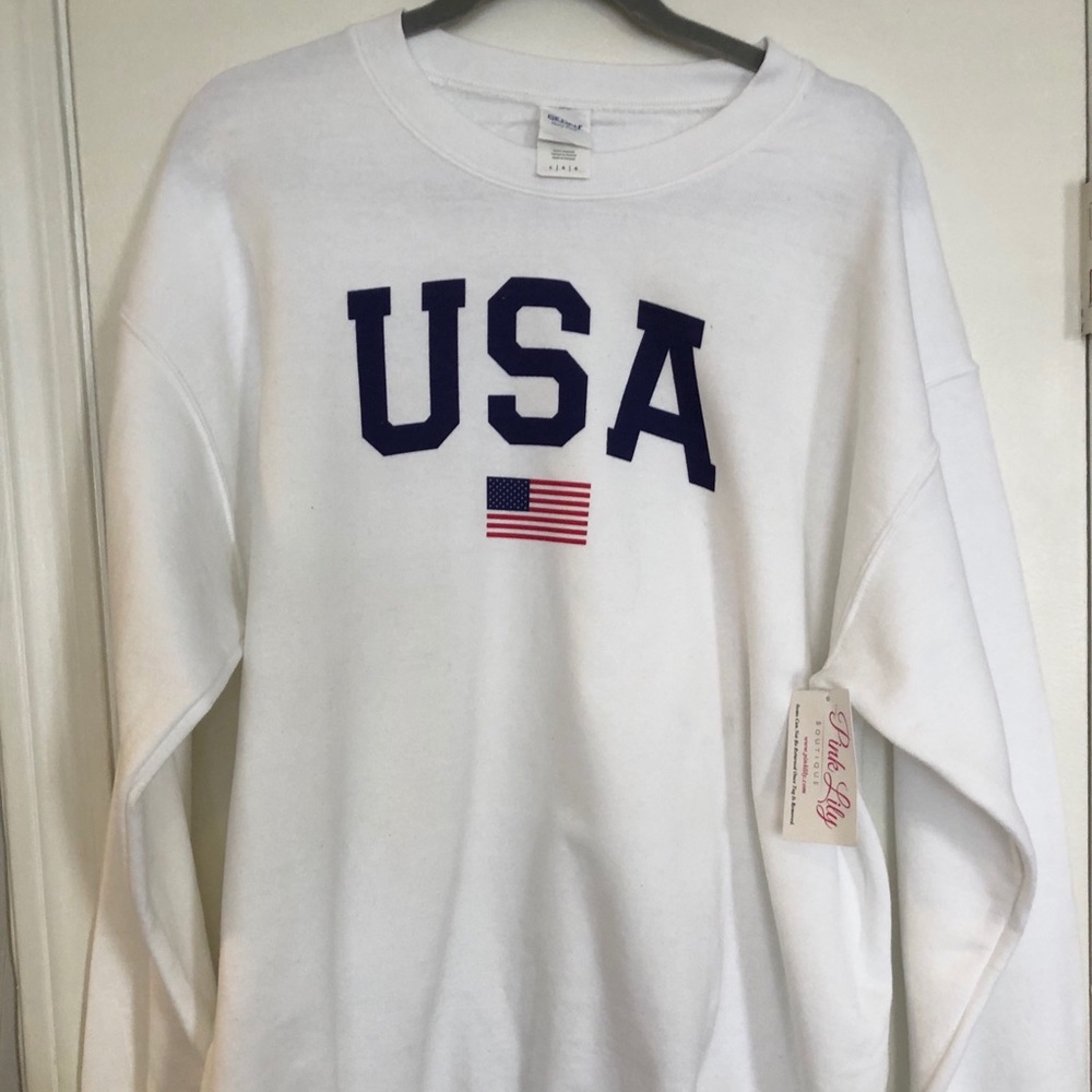 Athletic USA Flag Graphic Sweatshirt White